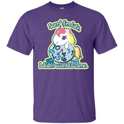 Unicorn Lover T-shirt Sorry I_m Late I Didn_t Want To Come Purple
