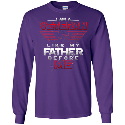 I Am A Veteran Like My Father Before Me Veteran Shirt Purple