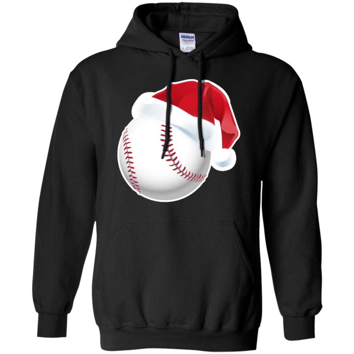 Baseball With Santa Claus Hat X-mas Shirt For Baseball Lovers Black