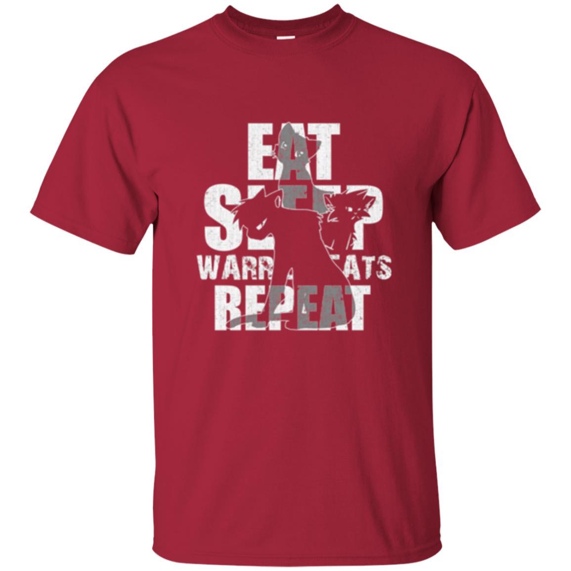 Cat Lover T-shirt Eat Sleep Warrior Cats Repeat Cardinal