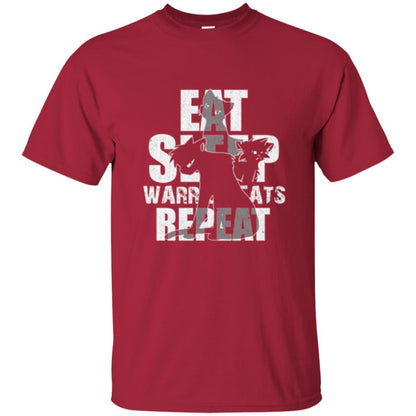Cat Lover T-shirt Eat Sleep Warrior Cats Repeat Cardinal