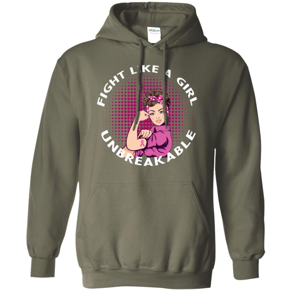 Fight Like A Girl Unbreakable Breast Awareness Shirt Military Green