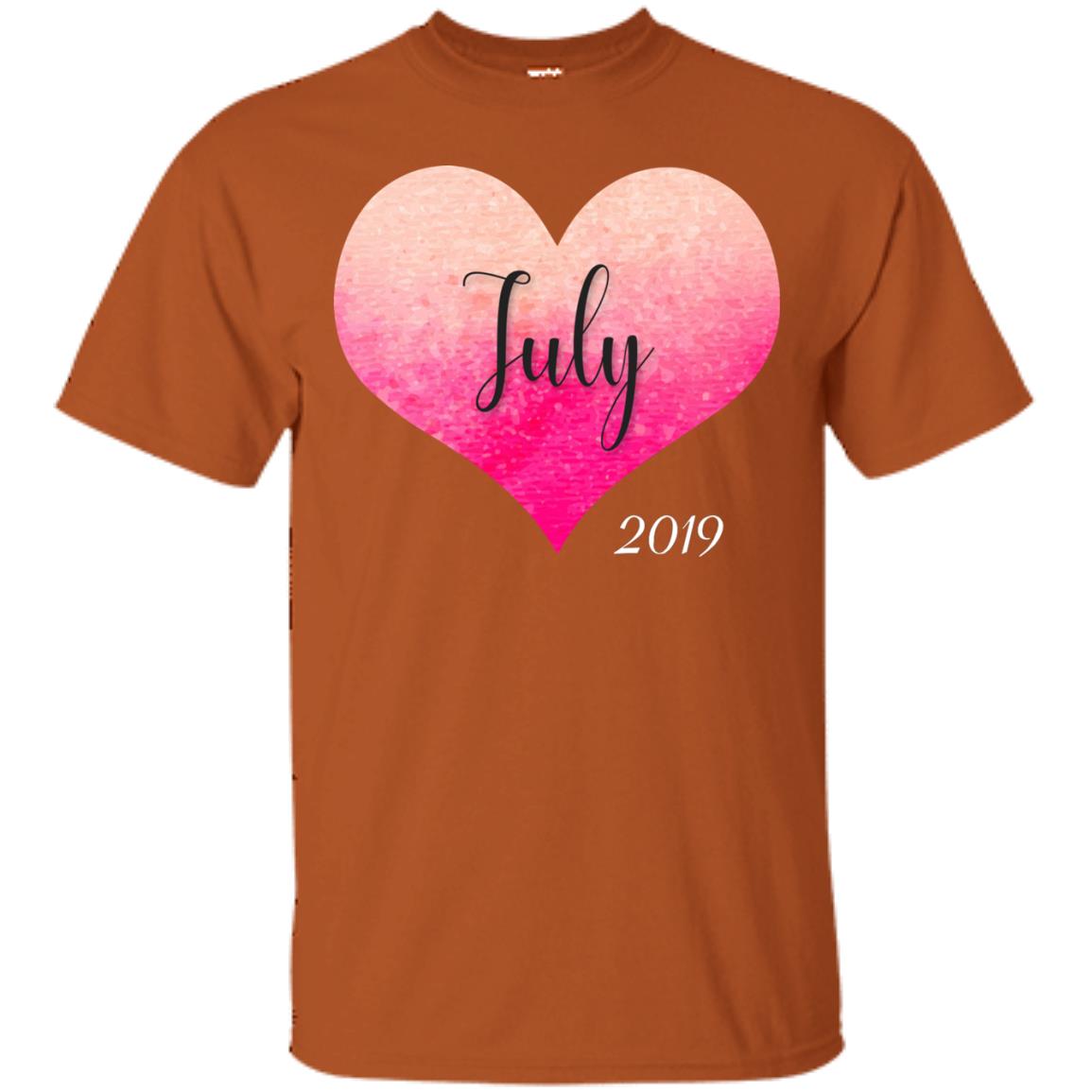 Pregnancy Reveal Announcement Party July 2019 Shirt Texas Orange