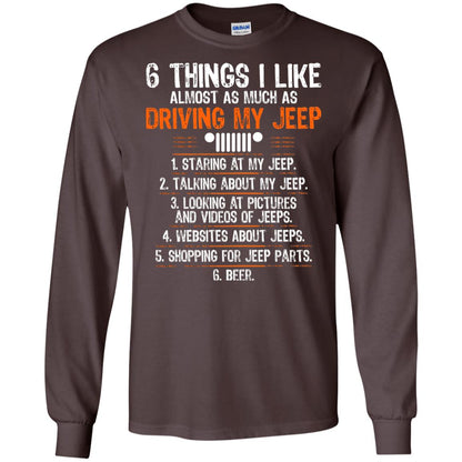 Funny Off Road Driving T-shirt 6 Things I Like Almost As Much As Dark Chocolate