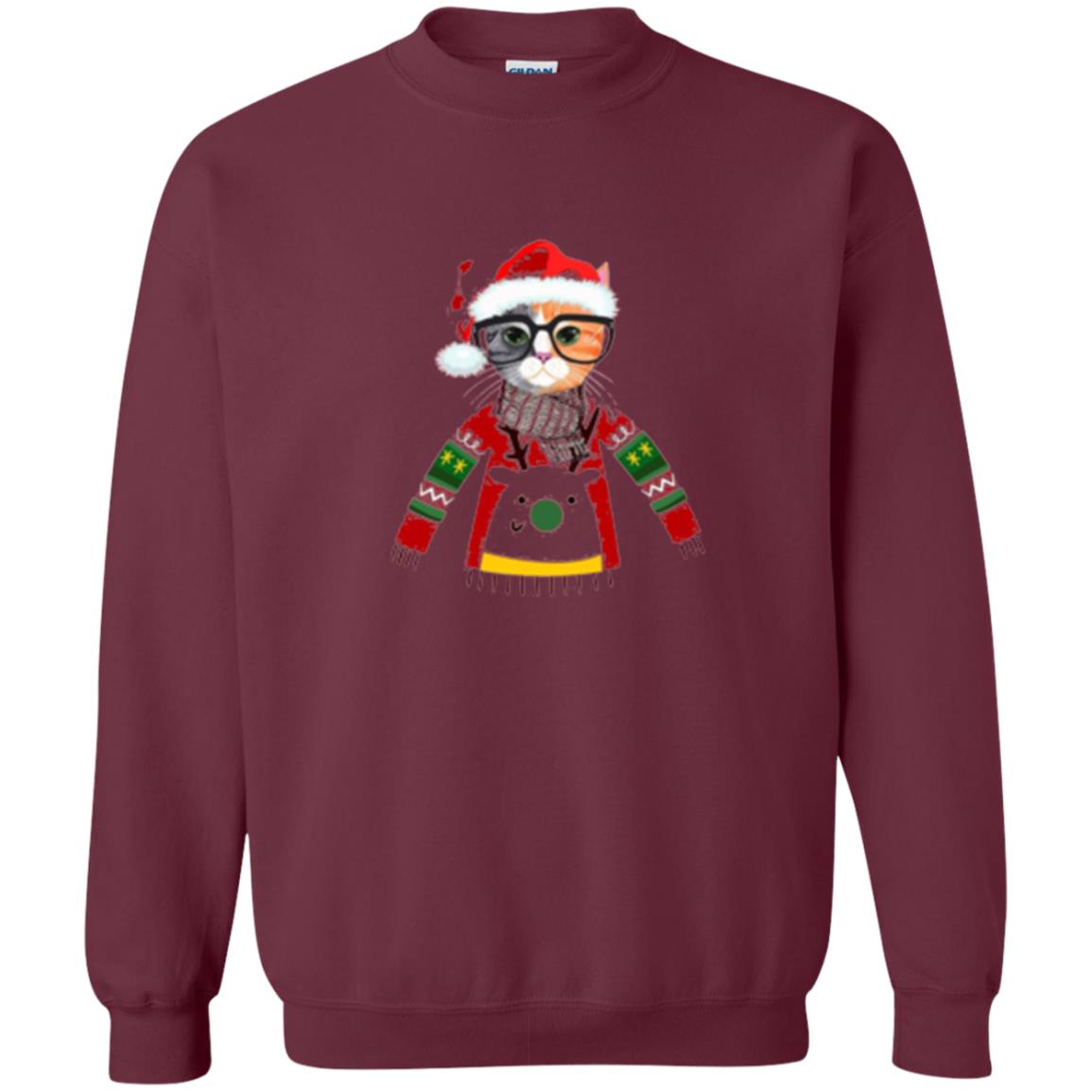Cat Lovers T-shirt Meowy Christmas Maroon