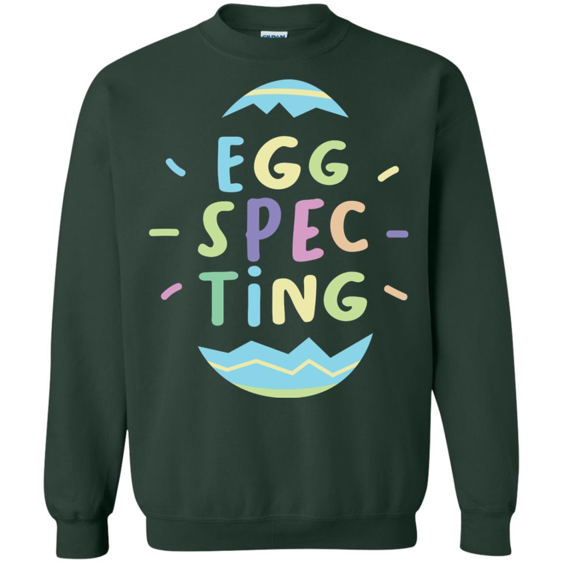 Eggspecting Funny Pregnancy Pregnant Easter Shirt Forest Green