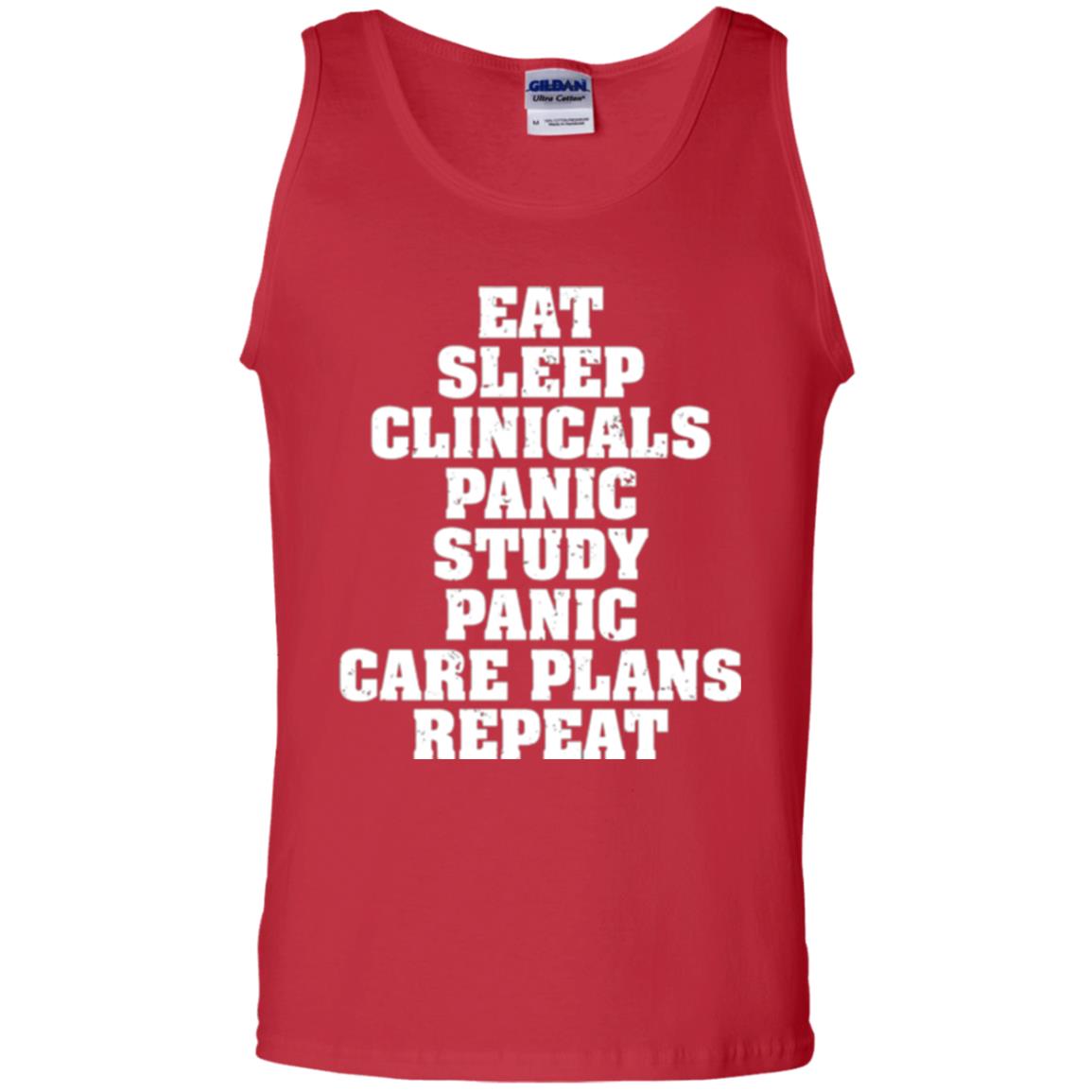 Funny Nursing Student T-shirt Eat Sleep Clinicals Panic Red