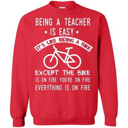 Being A Teacher Is Easy It’s Like Riding A Bike Teacher T-shirt Red