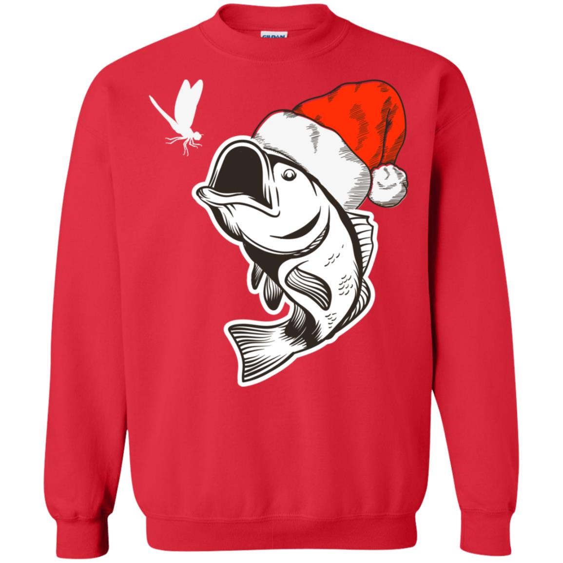 Bass Fishing Santa Hat Christmas Gift Shirt For Fishing Lovers Red