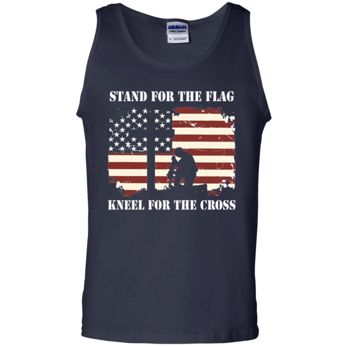 Military T-shirt Stand For The Flag Kneel For The Cross Navy