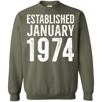 Established January 1974 43rd Birthday T-shirt Military Green