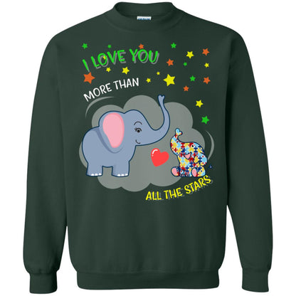 I Love You Morethan All The Stars Autism Awareness Shirt Forest Green