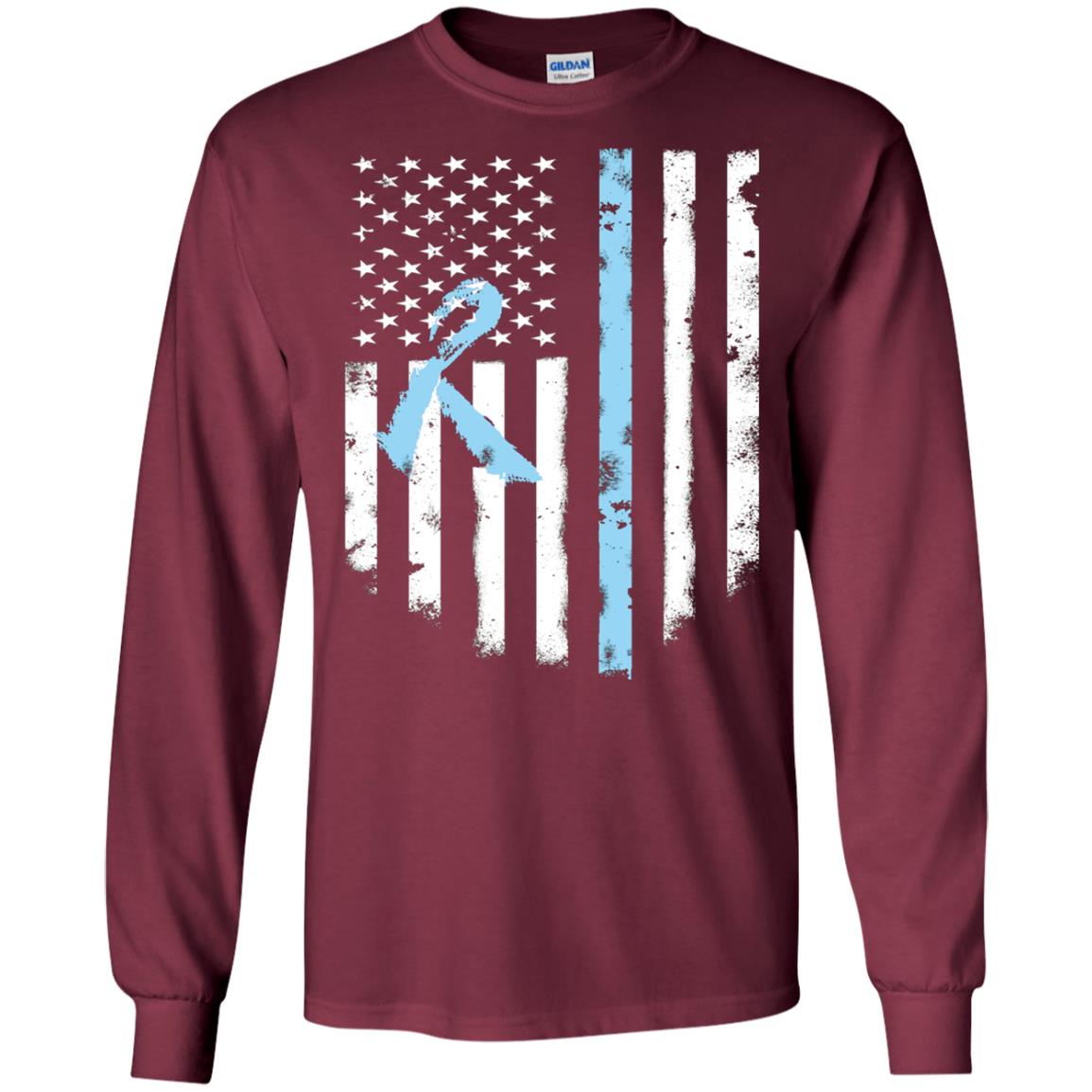 Ribbon American Flag Prostate Cancer Awareness Shirt Maroon