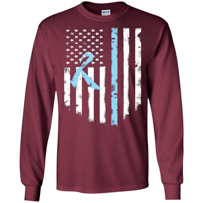 Ribbon American Flag Prostate Cancer Awareness Shirt Maroon