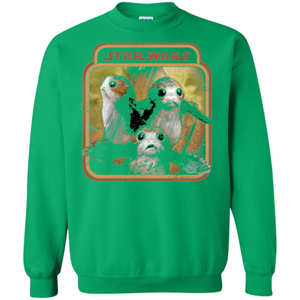 Film T-shirt Star Wars Last Jedi Porg Triplets Retro Box Graphic Irish Green