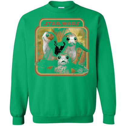 Film T-shirt Star Wars Last Jedi Porg Triplets Retro Box Graphic Irish Green