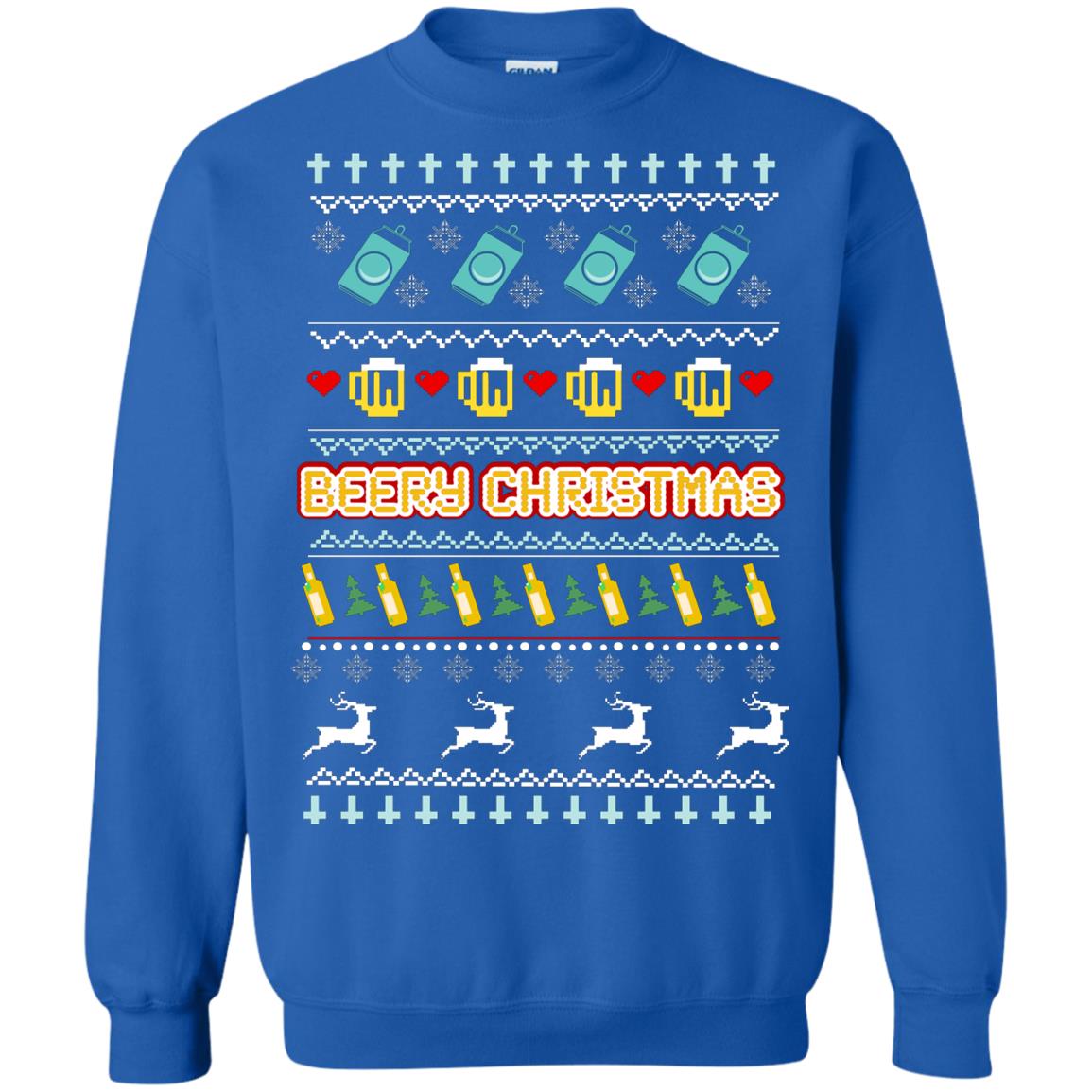 Beery Christmas Merry X-mas Beer Drinking Lovers Gift Shirt Royal