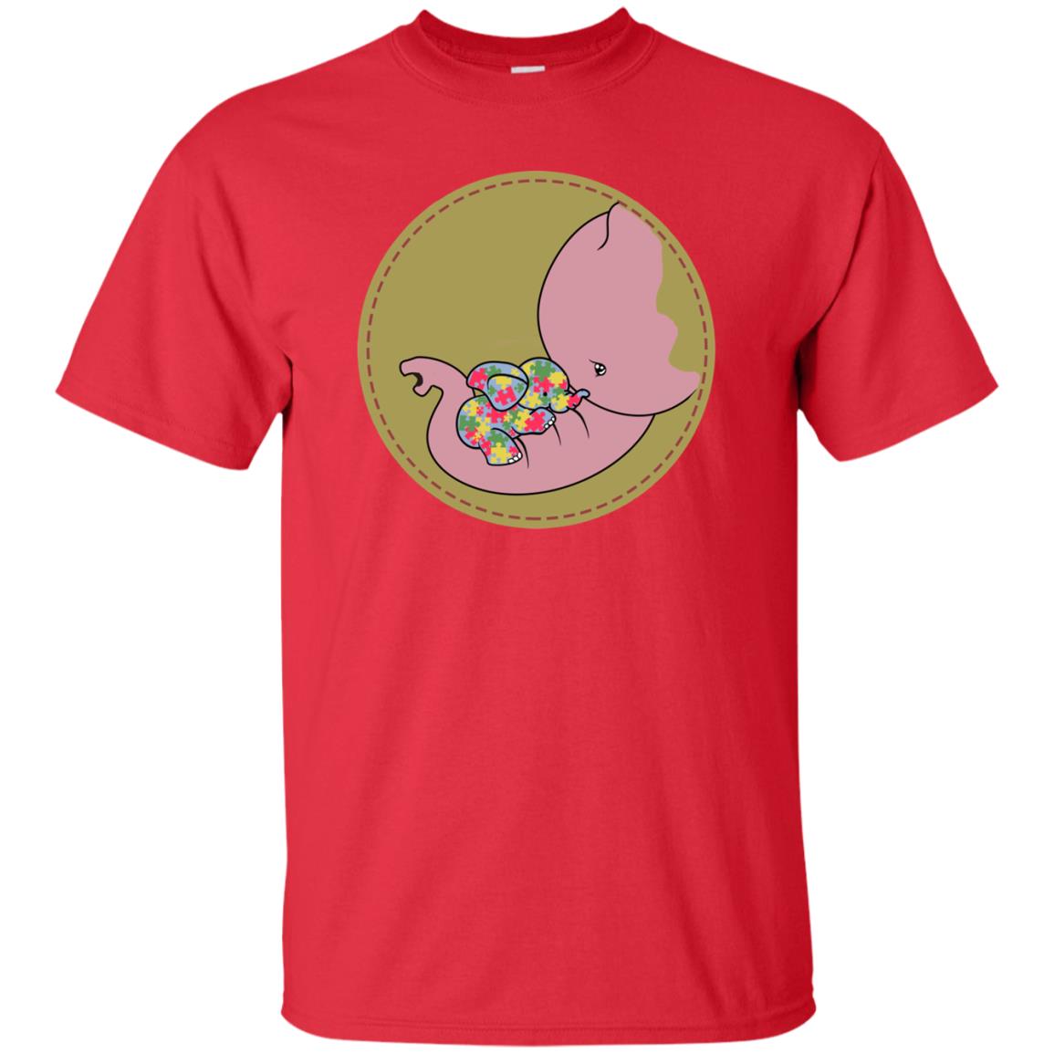 Elephant Mom And Baby Autism Awareness Shirt Red