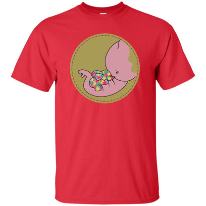 Elephant Mom And Baby Autism Awareness Shirt Red