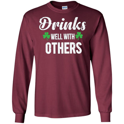 Drinks Well With Others St. Patrick_s Day T-shirt Maroon