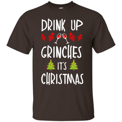 Wine T-shirt Drink Up Grinches It's Christmas Dark Chocolate