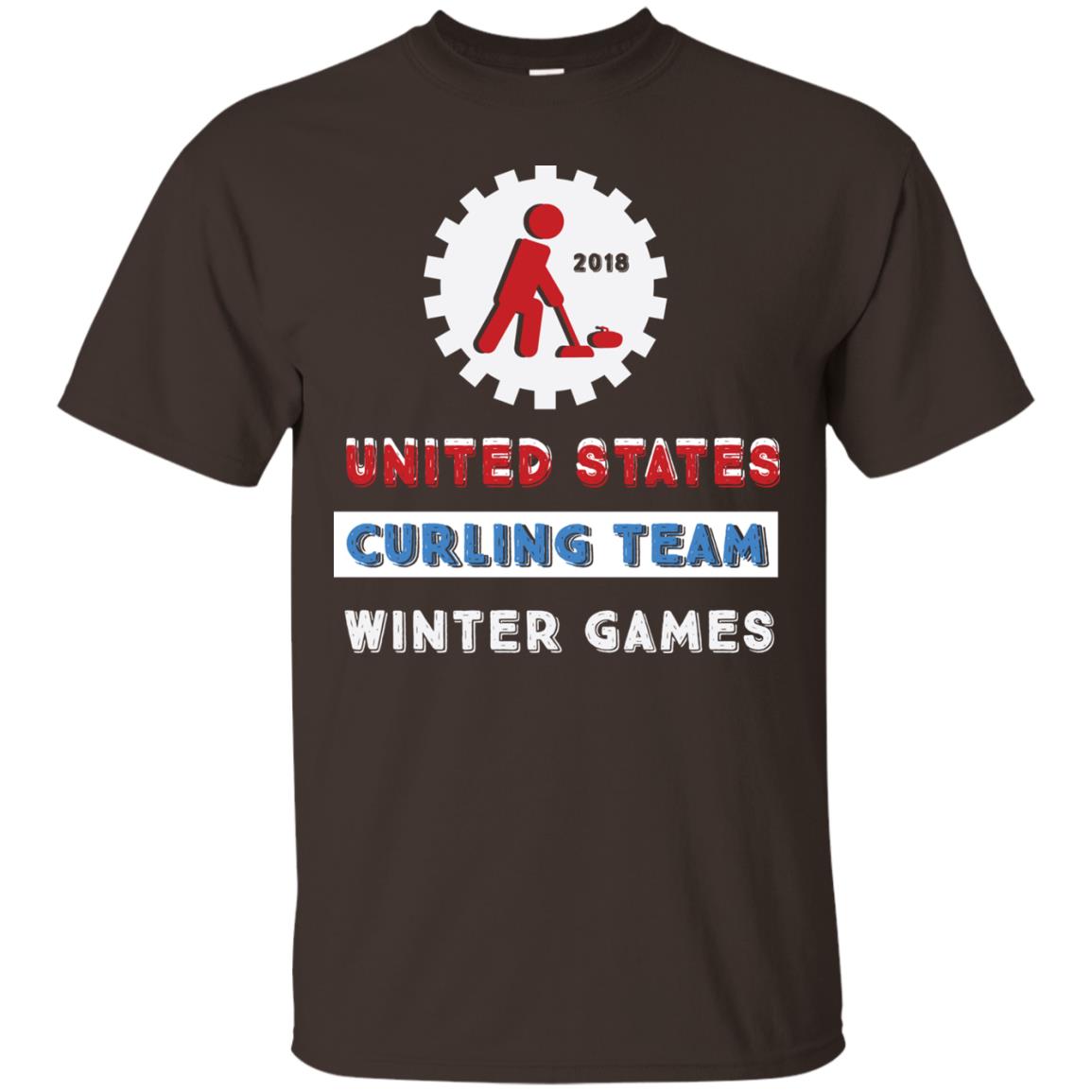 United States Curling Team Winter Games Curling Lover T-shirt Dark Chocolate