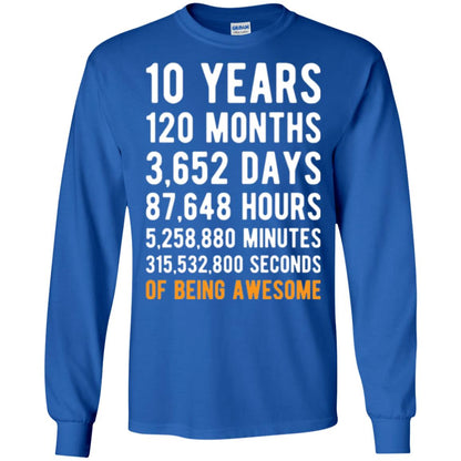 Birthday T-shirt 10 Years Old Of Being Awesome Royal