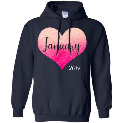 Pregnancy Reveal Announcement Party January 2019 Shirt Navy