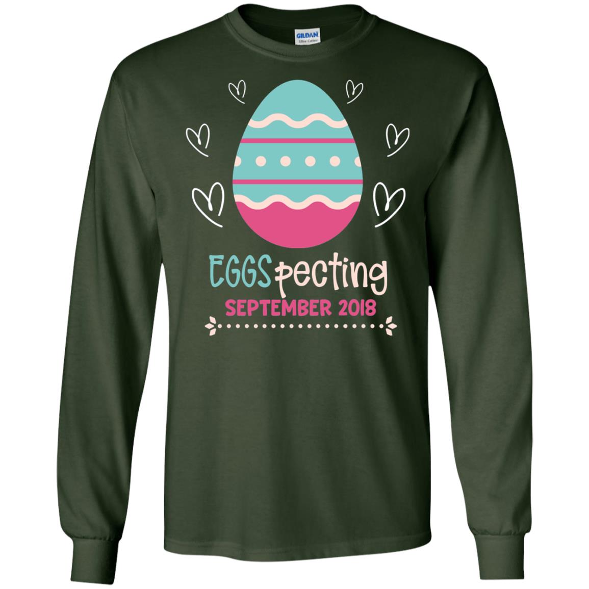 Easter Pregnancy Announcement Shirt Eggspecting September 2018 Forest Green