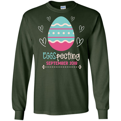Easter Pregnancy Announcement Shirt Eggspecting September 2018 Forest Green