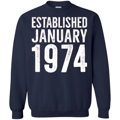 Established January 1974 43rd Birthday T-shirt Navy