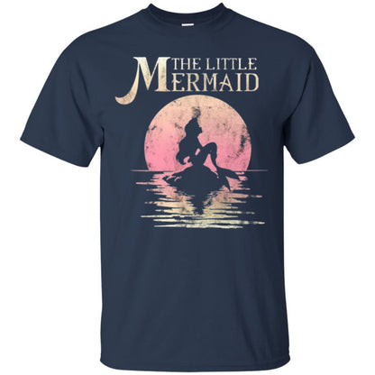 Cartoon T-shirt The Little Mermaid Ariel Rock Moon Silhouette Navy