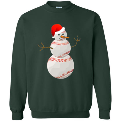 Christmas Baseball T-shirt Baseball Snowman Forest Green