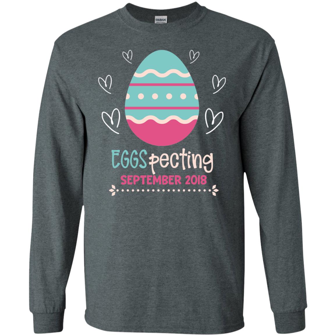 Easter Pregnancy Announcement Shirt Eggspecting September 2018 Dark Heather