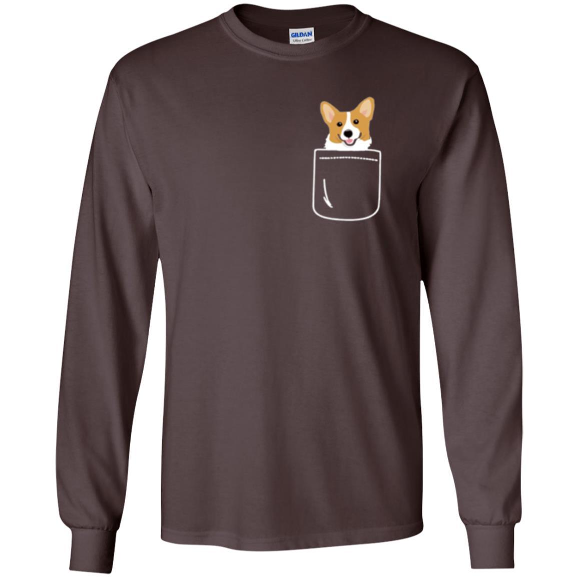 Puppy Dog Lover T-shirt Corgi In Your Front Pocket Dark Chocolate