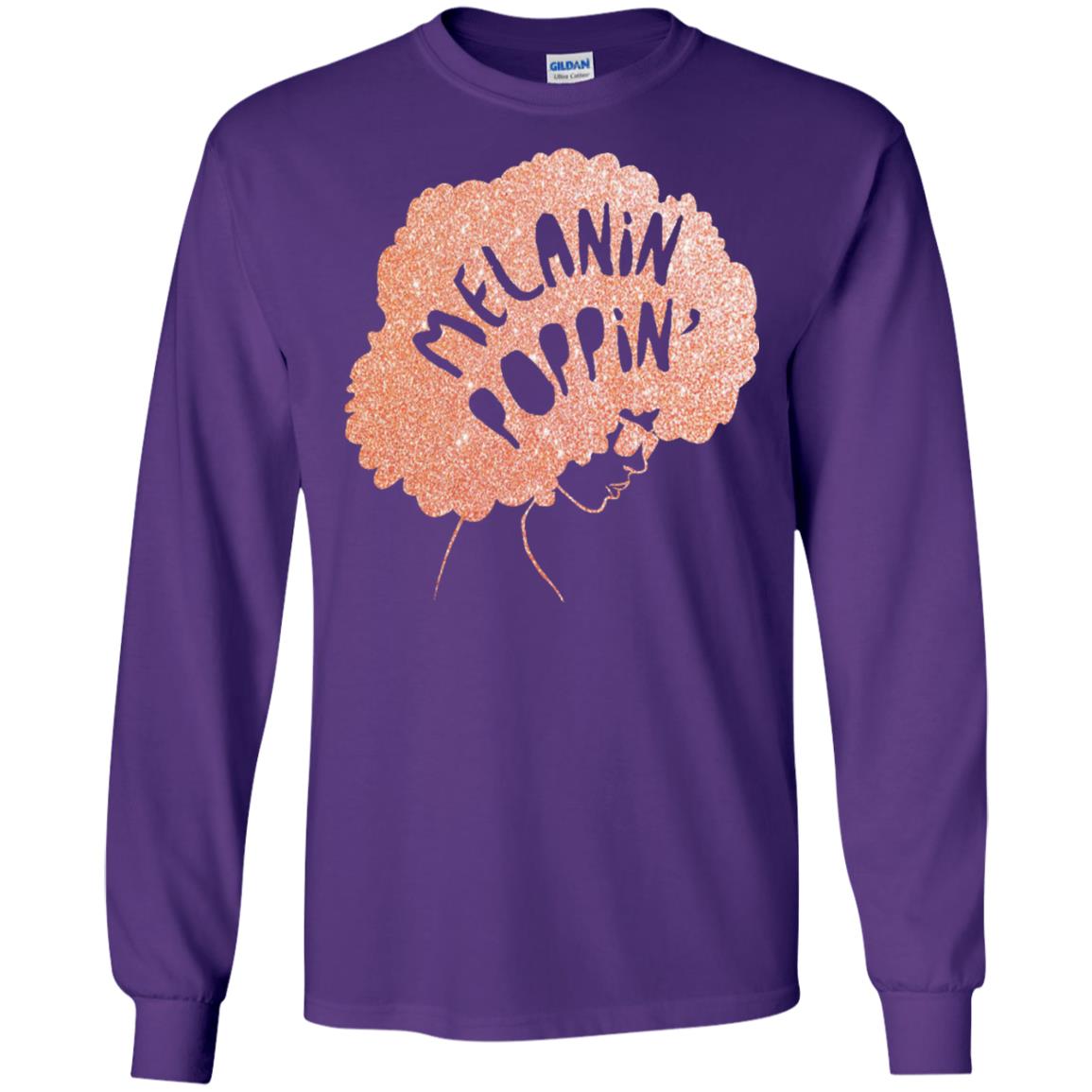 Melanin Poppin Black Beauty African Pride Rose Gold T-shirt Purple