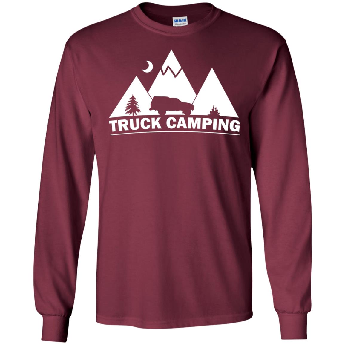 Truck Camping Night Landscape And Adventures T-shirt Maroon
