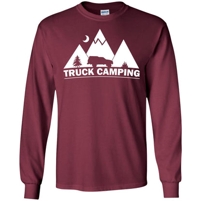 Truck Camping Night Landscape And Adventures T-shirt Maroon