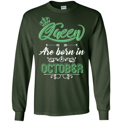 Brithday T-Shirt Queen Are Born In October Forest Green