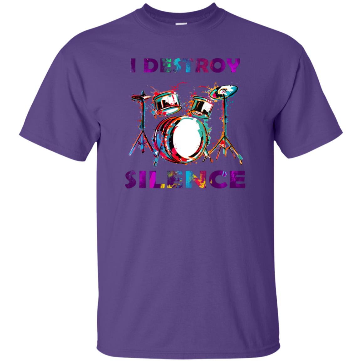 I Destroy Silence Drummer Shirt For Mens Womens Purple