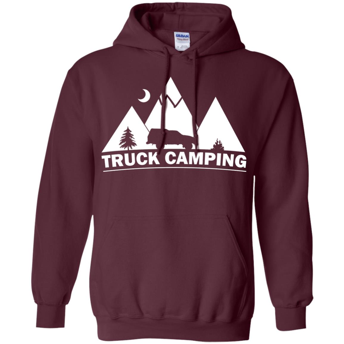 Truck Camping Night Landscape And Adventures T-shirt Maroon