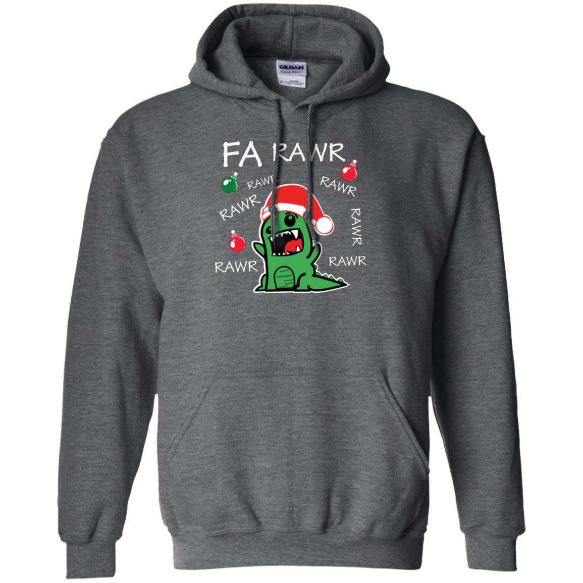 Christmas T-shirt Dinosaur Fa Rawr Dark Heather