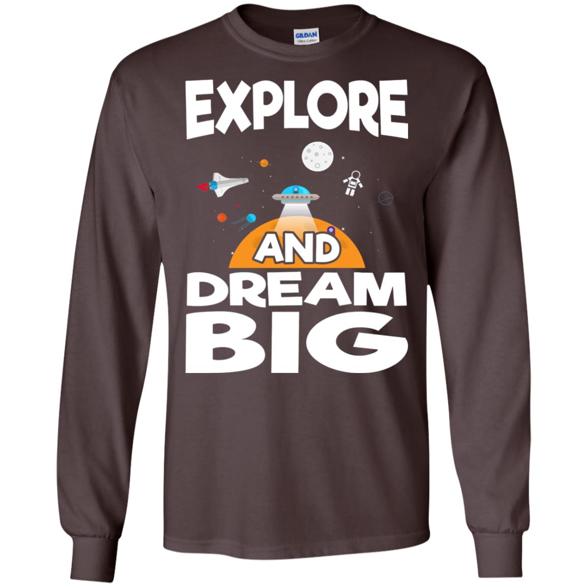 Explore And Dream Big Space Universe Planet Shirt Dark Chocolate