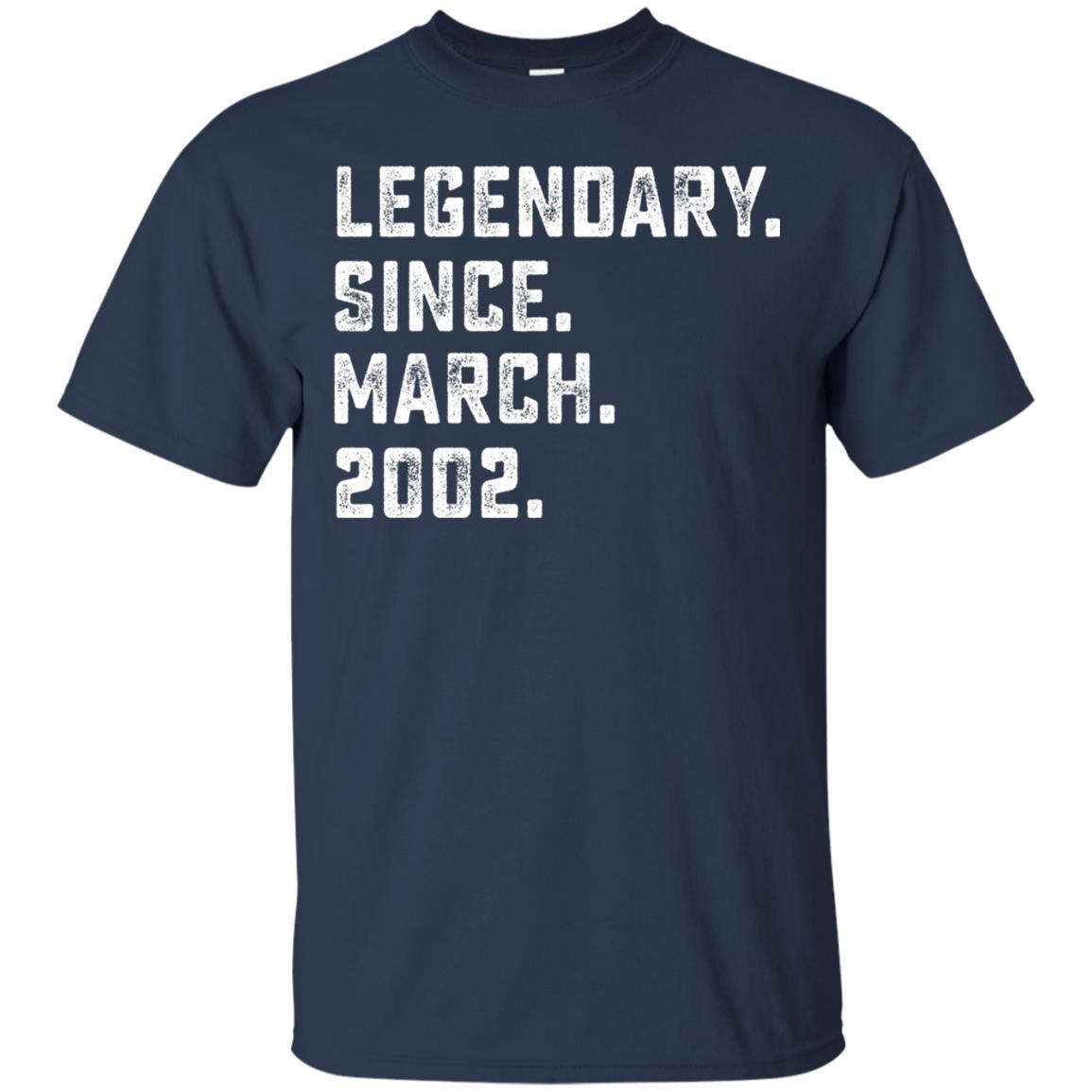 Legendary Since March 2002 16th Years Old Birthday T-shirt Navy