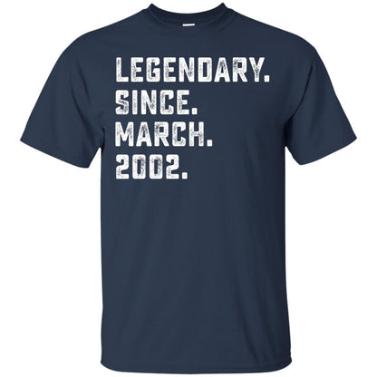 Legendary Since March 2002 16th Years Old Birthday T-shirt Navy