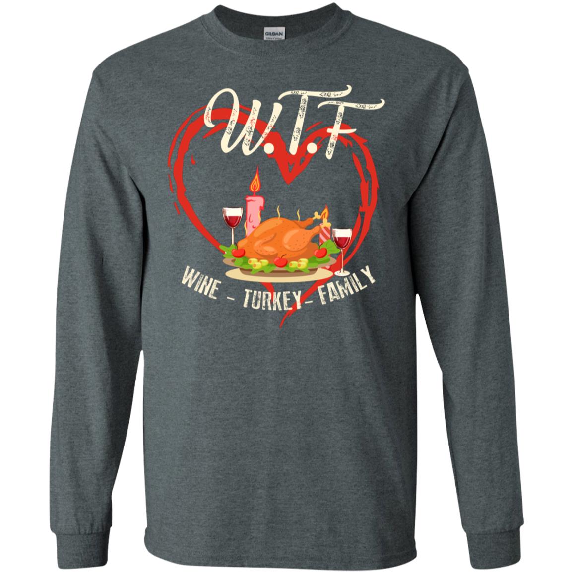 Turkey Wine Family Thanksgiving Drinking Gift Shirt For Family Dark Heather