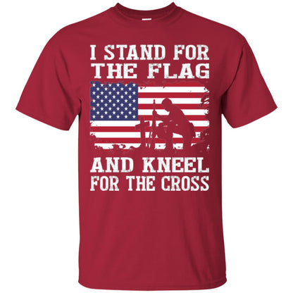 Miiitary T-shirt Stand For The Flag And Kneel For The Cross Cardinal