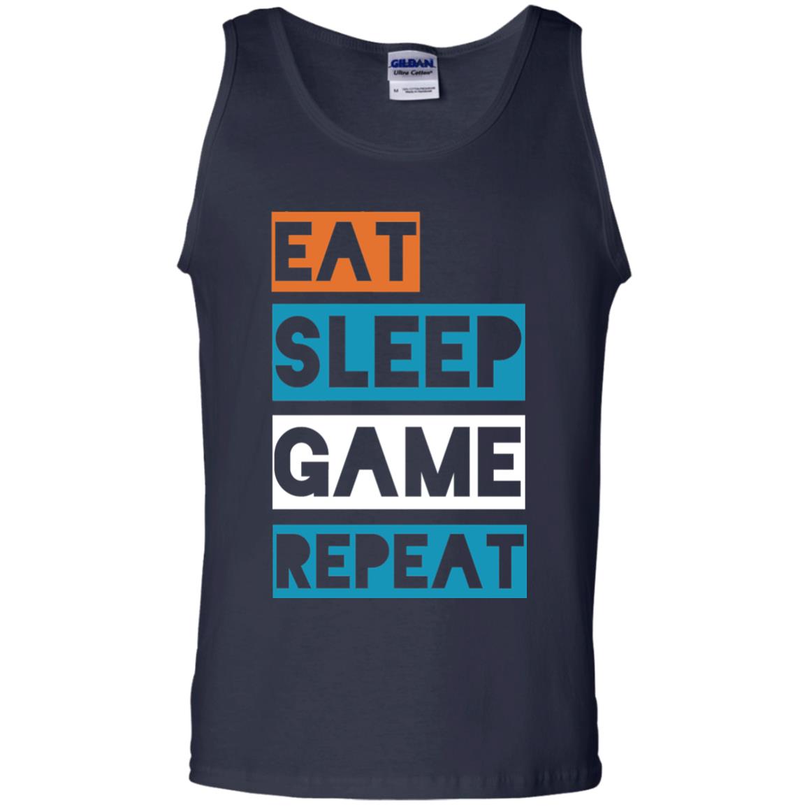 Eat Sleep Game Repeat Video Gamer Player T-shirt Navy