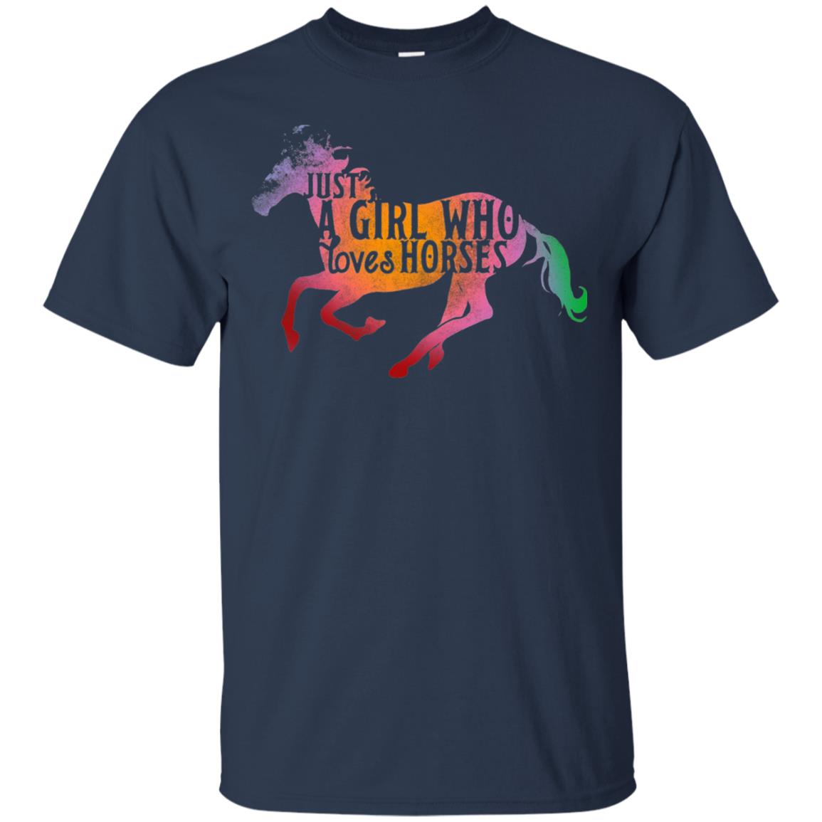 Just A Girl Who Loves Horses Equestrian T-shirt Navy