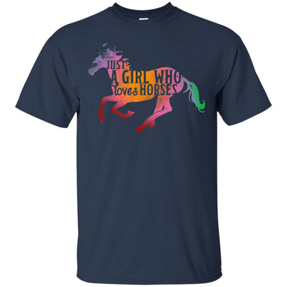 Just A Girl Who Loves Horses Equestrian T-shirt Navy